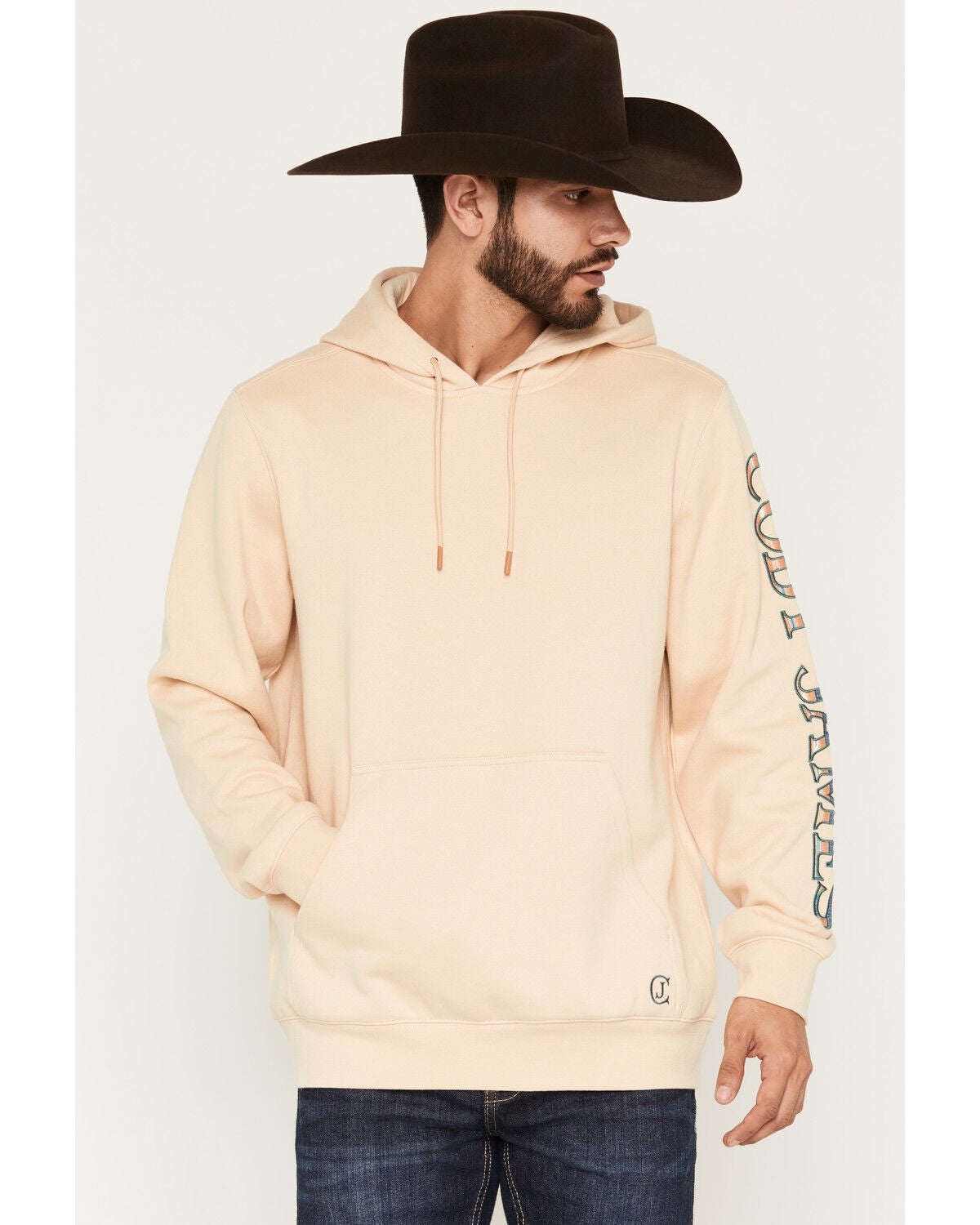 Image #1 - Cody James Men's Origin Logo Embroidered Hooded Sweatshirt, Tan, hi-res