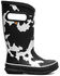 Image #2 - Bogs Girls' Cow Print Rain Boots - Round Toe, Black/white, hi-res