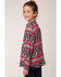 Image #2 - Roper Girls' Multi Floral and Stripe Long Sleeve Snap Western Shirt, Multi, hi-res