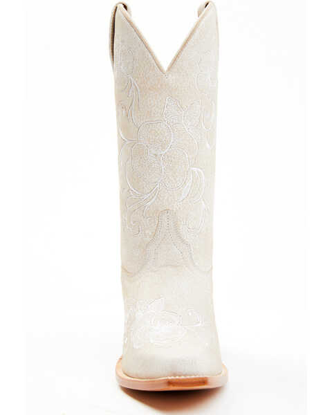 Image #4 - Shyanne Women's Lasy Floral Embroidered Western Boots - Snip Toe , Ivory, hi-res
