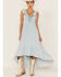 Molly Bracken Women's Ruffle Trim Cross Back Maxi Dress, Light Blue, hi-res