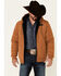 Image #1 - Cinch Men's Khaki Quilted Sherpa Lined Zip-Front Hooded Jacket , Beige/khaki, hi-res