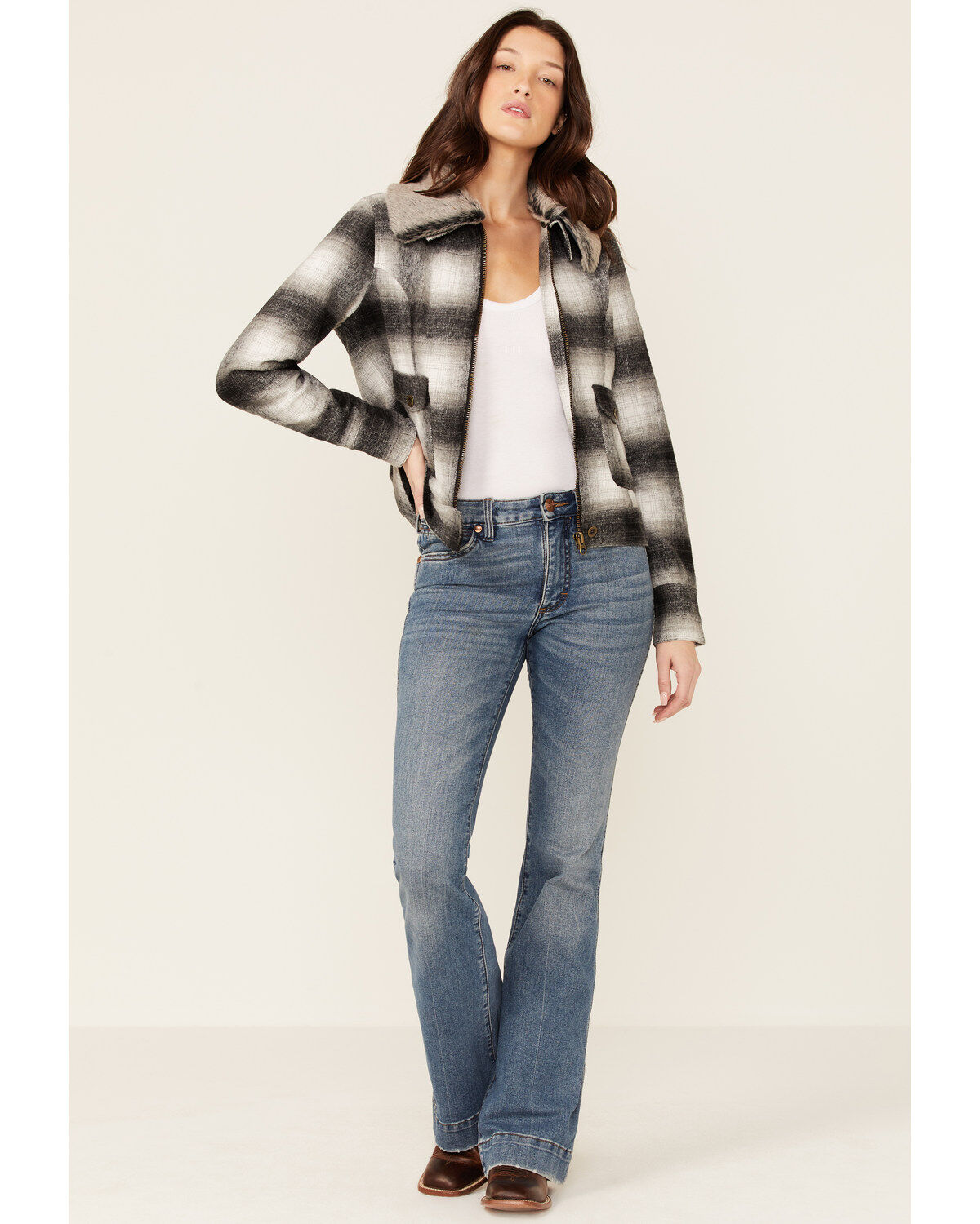 Image #4 - Stetson Women's Ombre Plaid Jacket, Black, hi-res