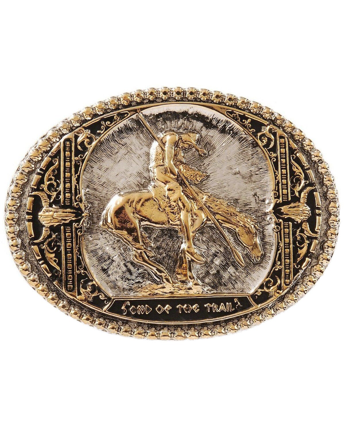 Montana Silversmiths Men's End Of The Trail Belt Buckle, Silver, hi-res