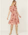 Image #1 - Wild Moss Women's Lace Trim Midi Dress, Pink, hi-res
