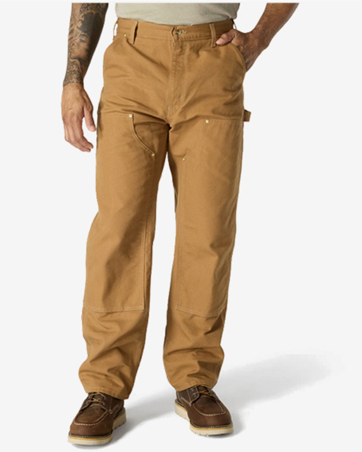 Image #1 - Carhartt Men's Iconic B01 Firm Duck Double-Front Dungaree Work Pants, Brown, hi-res