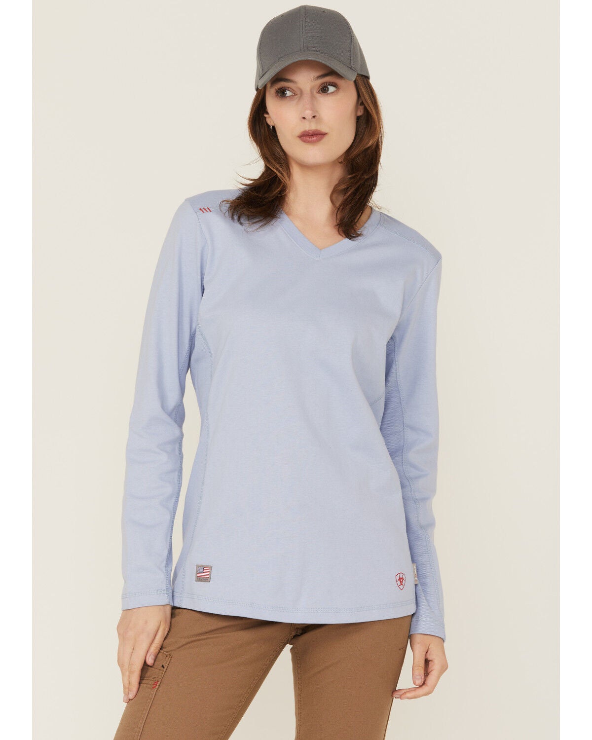 Ariat Women's FR AC Crew Long Sleeve Work Tee, Purple, hi-res