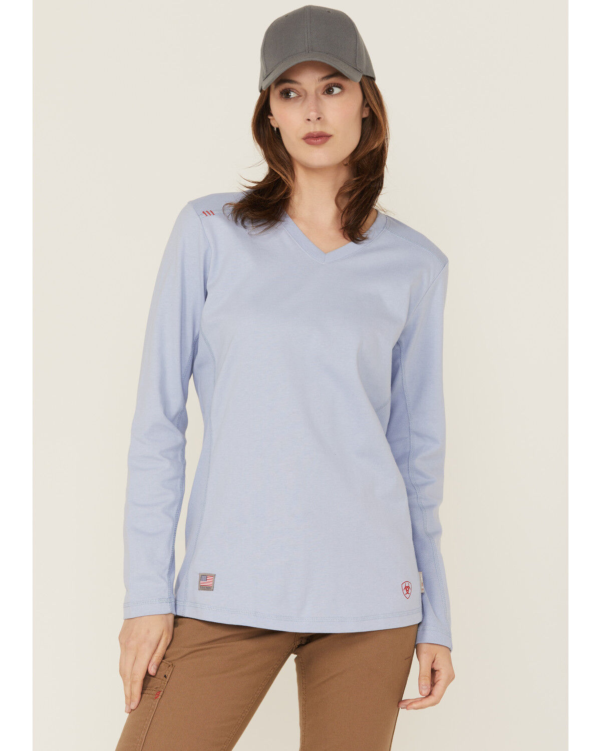 Image #1 - Ariat Women's FR AC Crew Long Sleeve Work Tee, Purple, hi-res
