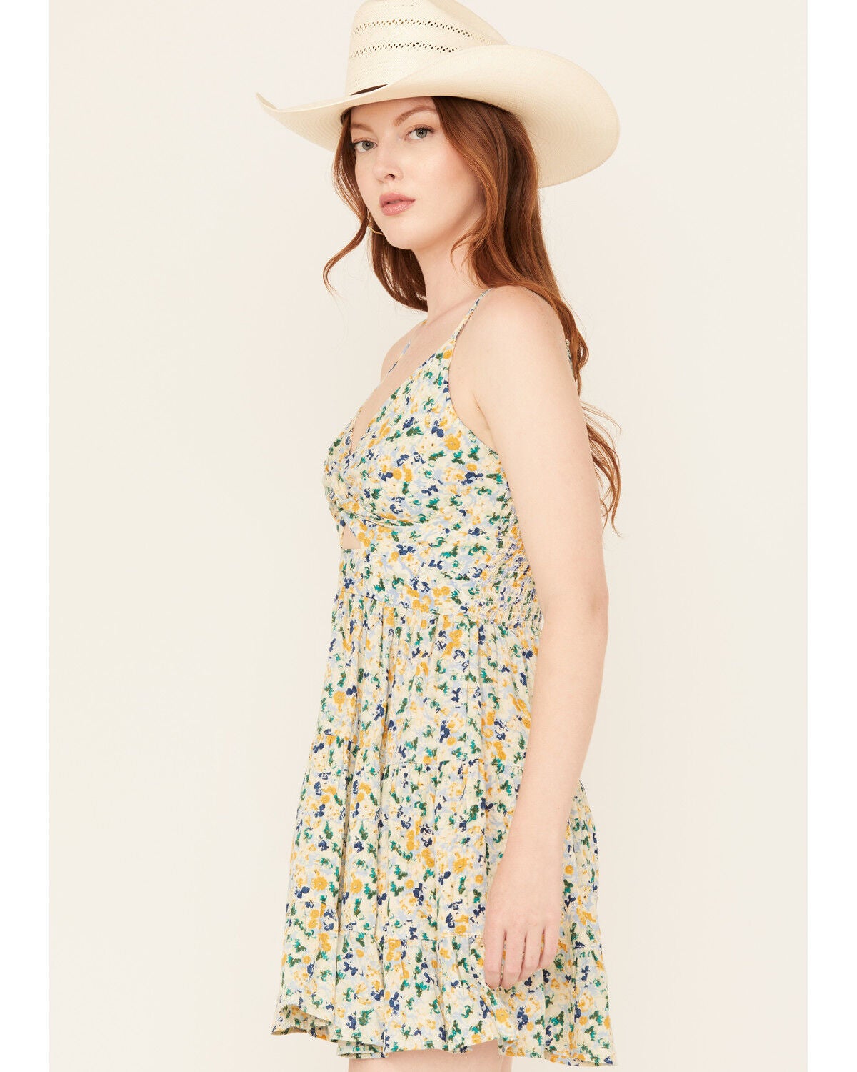 Image #2 - Angie Women's Floral Print Knot Front Mini Dress, Multi, hi-res