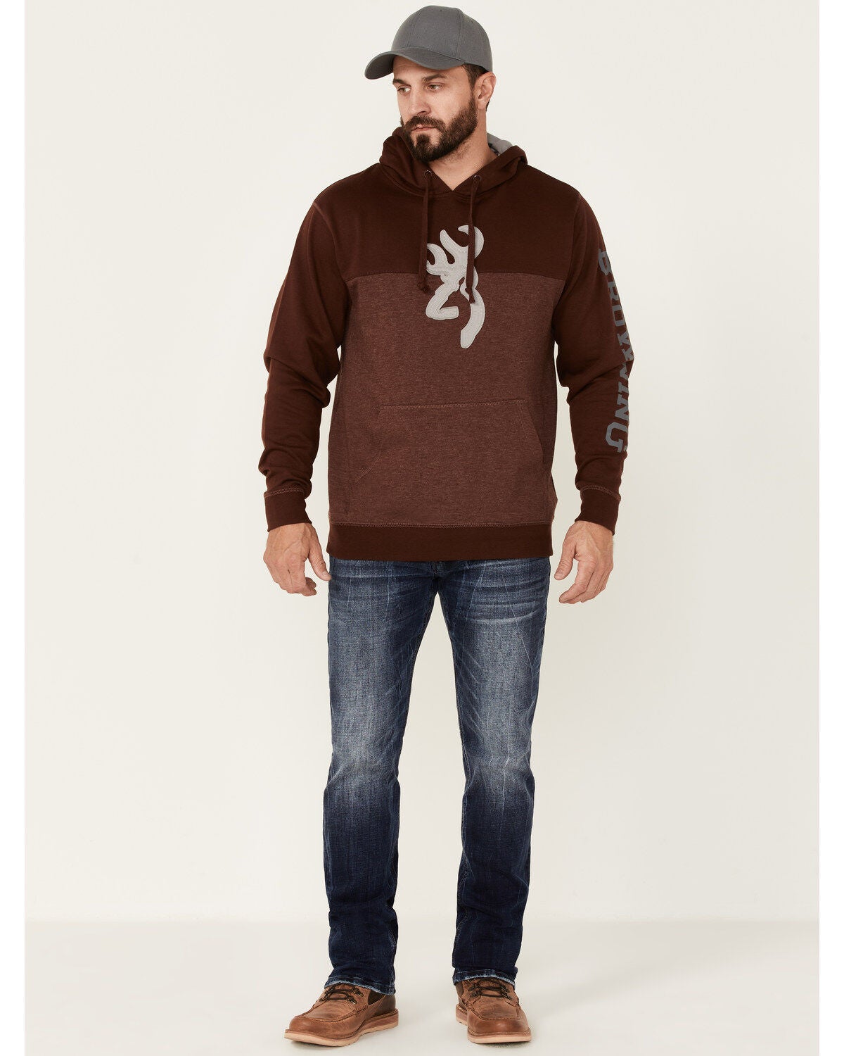 Image #2 - Browning Men's Peak Buck Mark Logo Sleeve Pullover Hooded Sweatshirt , , hi-res