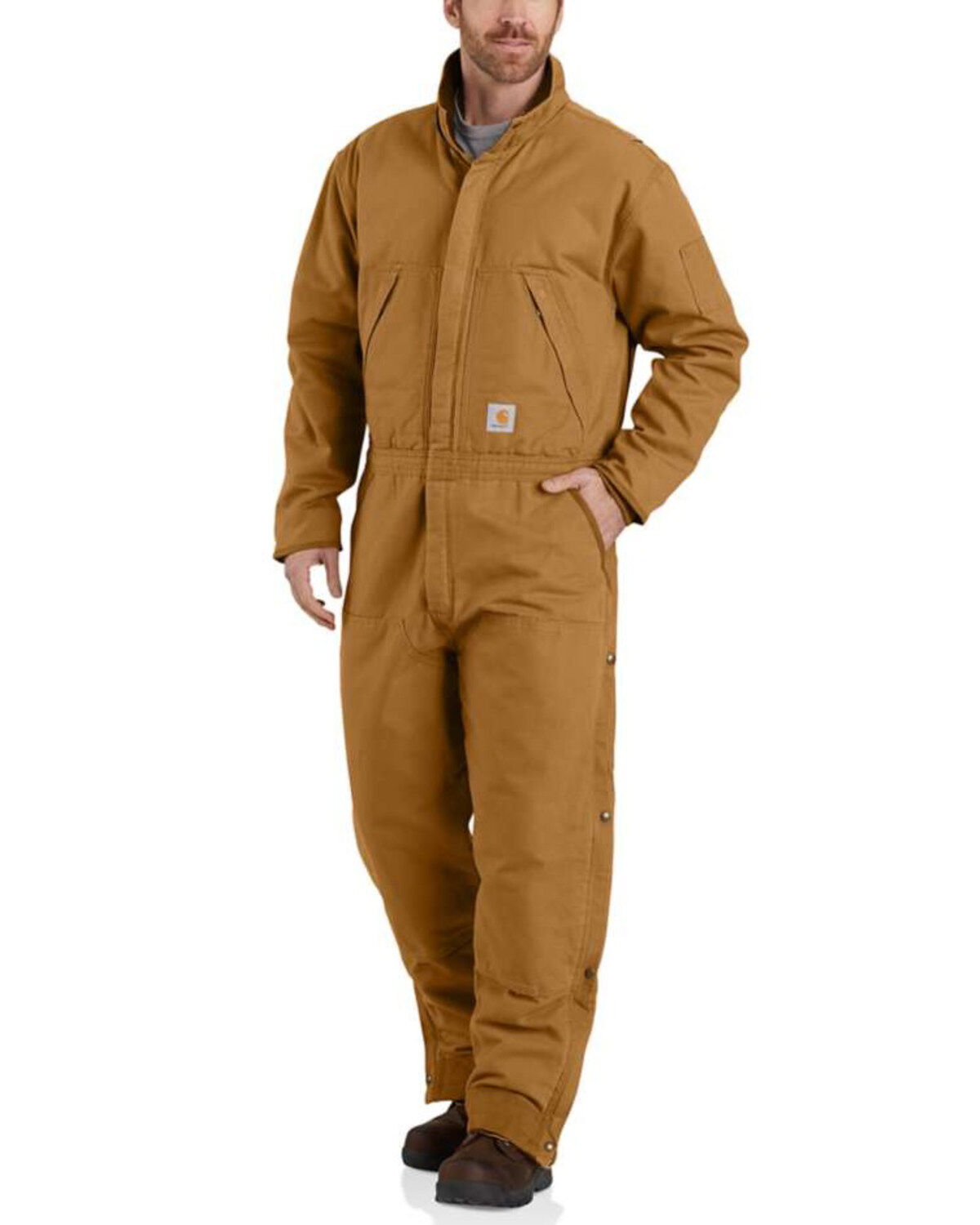 Image #1 - Carhartt Men's Brown Washed Duck Insulated Coveralls, , hi-res