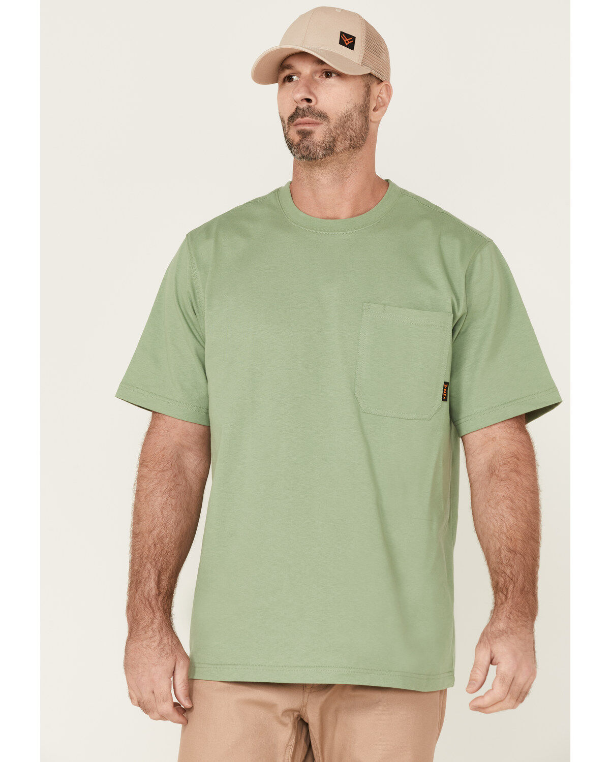 Image #1 - Hawx Men's Solid Loden Force Heavyweight Short Sleeve Work Pocket T-Shirt, Loden, hi-res