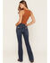 Image #1 - Grace in LA Women's Dark Wash Yeehaw Pocket Flare Stretch Denim Jeans, Dark Wash, hi-res