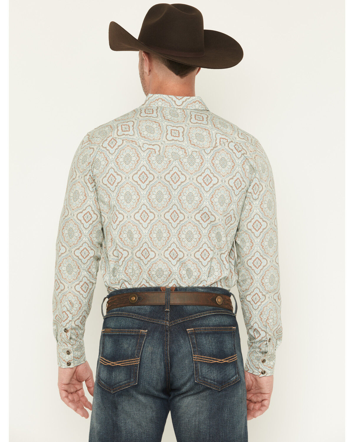 Image #4 - Gibson Trading Co Men's Garfunkle Medallion Print Long Sleeve Snap Stretch Western Shirt - Tall, Mint, hi-res