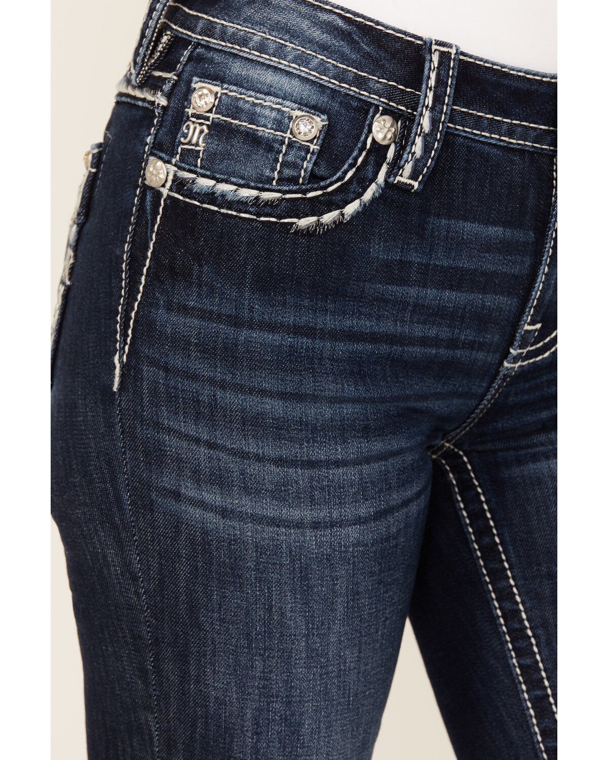 Product Name:  Miss Me Women's Dark Wash Mid Rise Bootcut Stretch Denim Jeans