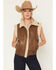Image #1 - Ashley Women's Faux Leather Shearling Aviator Vest, Brown, hi-res