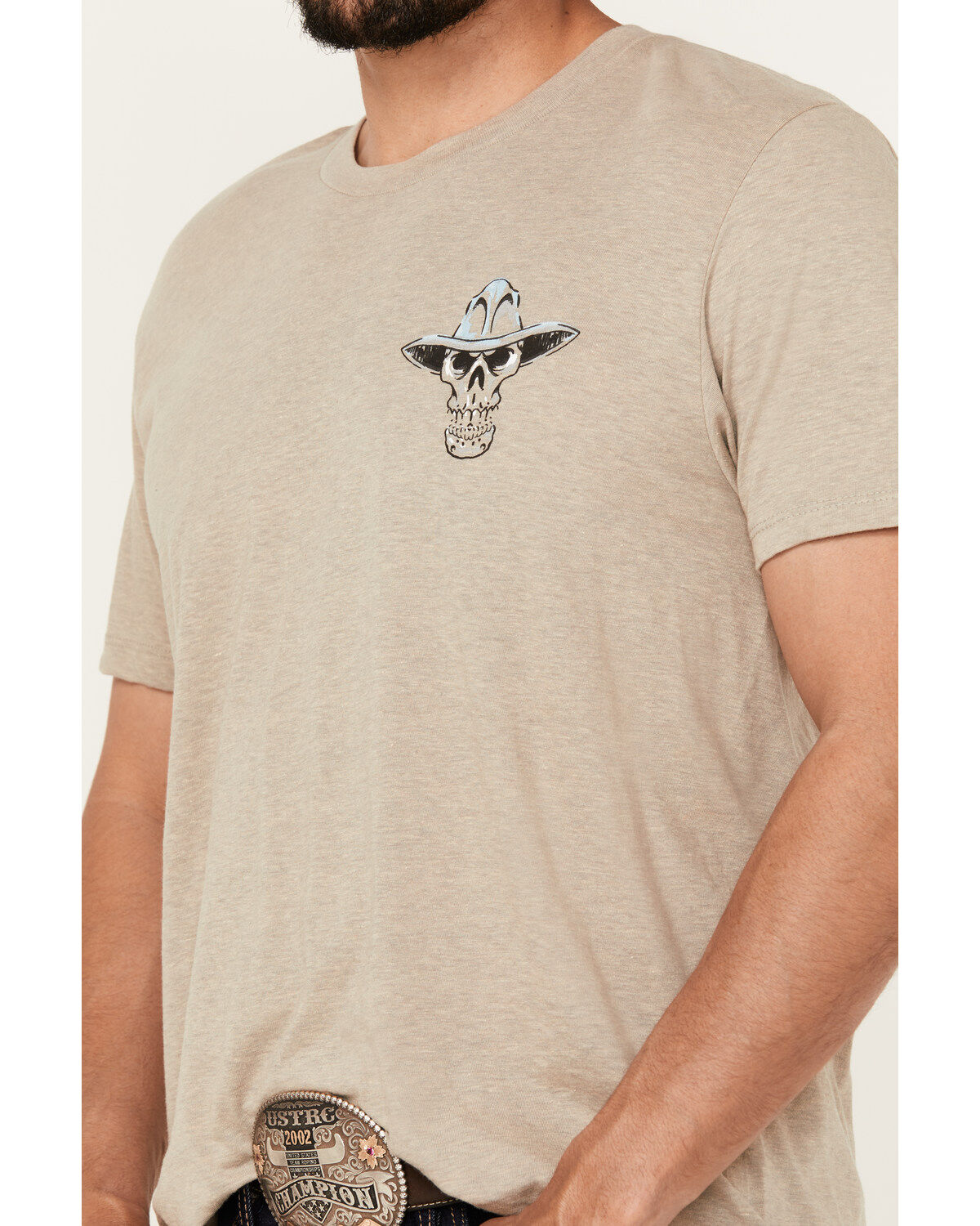 Image #3 - Cody James Men's Guns Blazin Skeleton Cowboy Short Sleeve Graphic T-Shirt, Tan, hi-res