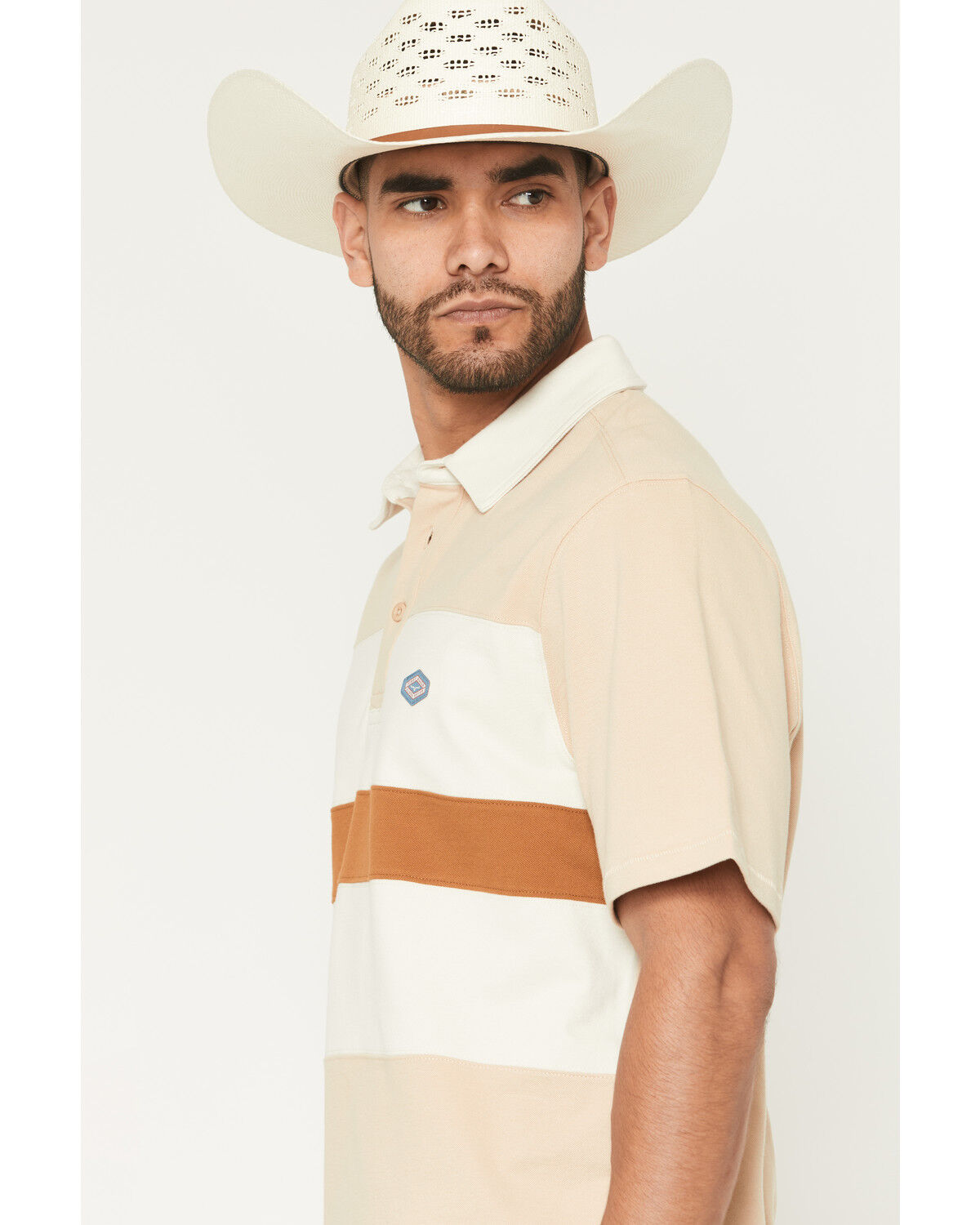 Image #2 - Kimes Ranch Men's Stripe Block Short Sleeve Polo Shirt, Tan, hi-res