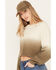 Image #2 - Cleo + Wolf Women's Ombre Cropped Dolman Sweatshirt, Sage, hi-res