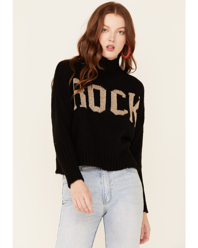 Revel Women's Rock & Love Mock Neck Sweater , Black, hi-res