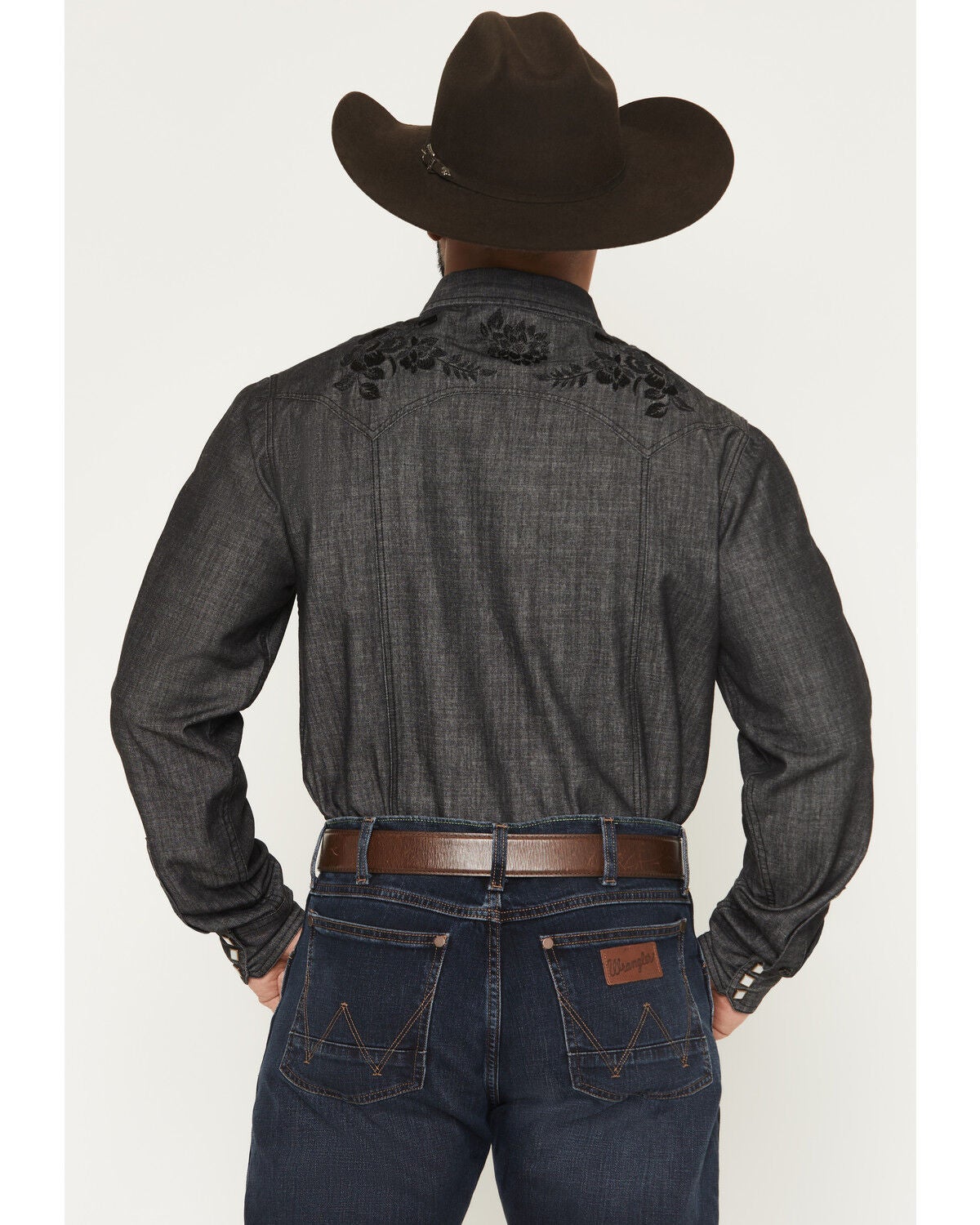 Image #4 - Kimes Ranch Men's Memphis Denim Embroidered Long Sleeve Snap Western Shirt, Black, hi-res