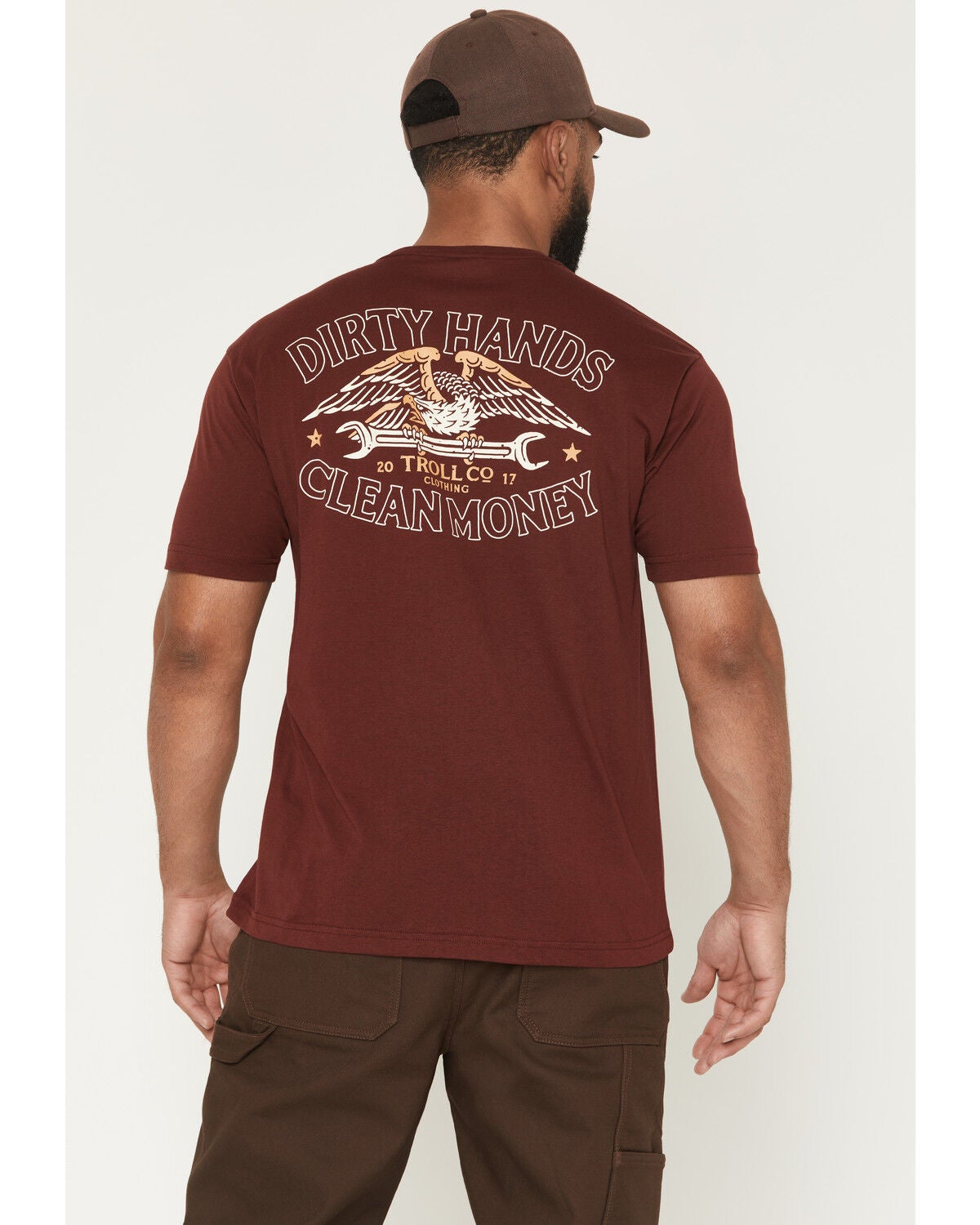 Image #1 - Troll Co Men's Wing Spanner Short Sleeve Graphic T-Shirt, Burgundy, hi-res