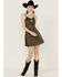 Image #2 - Wild Moss Women's Tie Front Faux Suede Mini Dress, , hi-res