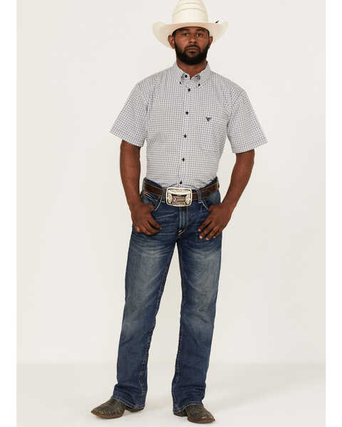 Image #2 - Cowboy Hardware Men's Twisted Adobe Geo Print Button Down Western Shirt , White, hi-res
