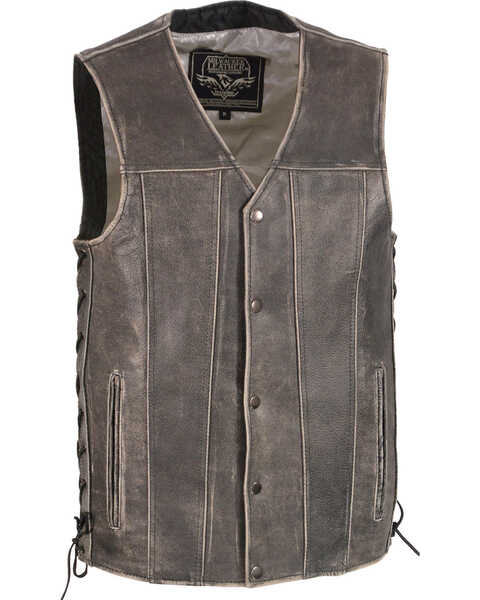 Milwaukee Leather Men's Grey Side Lace Vest  , Grey, hi-res