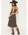 Image #4 - Angie Women's Floral Print Knot Front Midi Dress, Black, hi-res