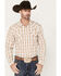 Image #1 - Gibson Men's Old Creek Geo Print Long Sleeve Pearl Snap Western Shirt, White, hi-res