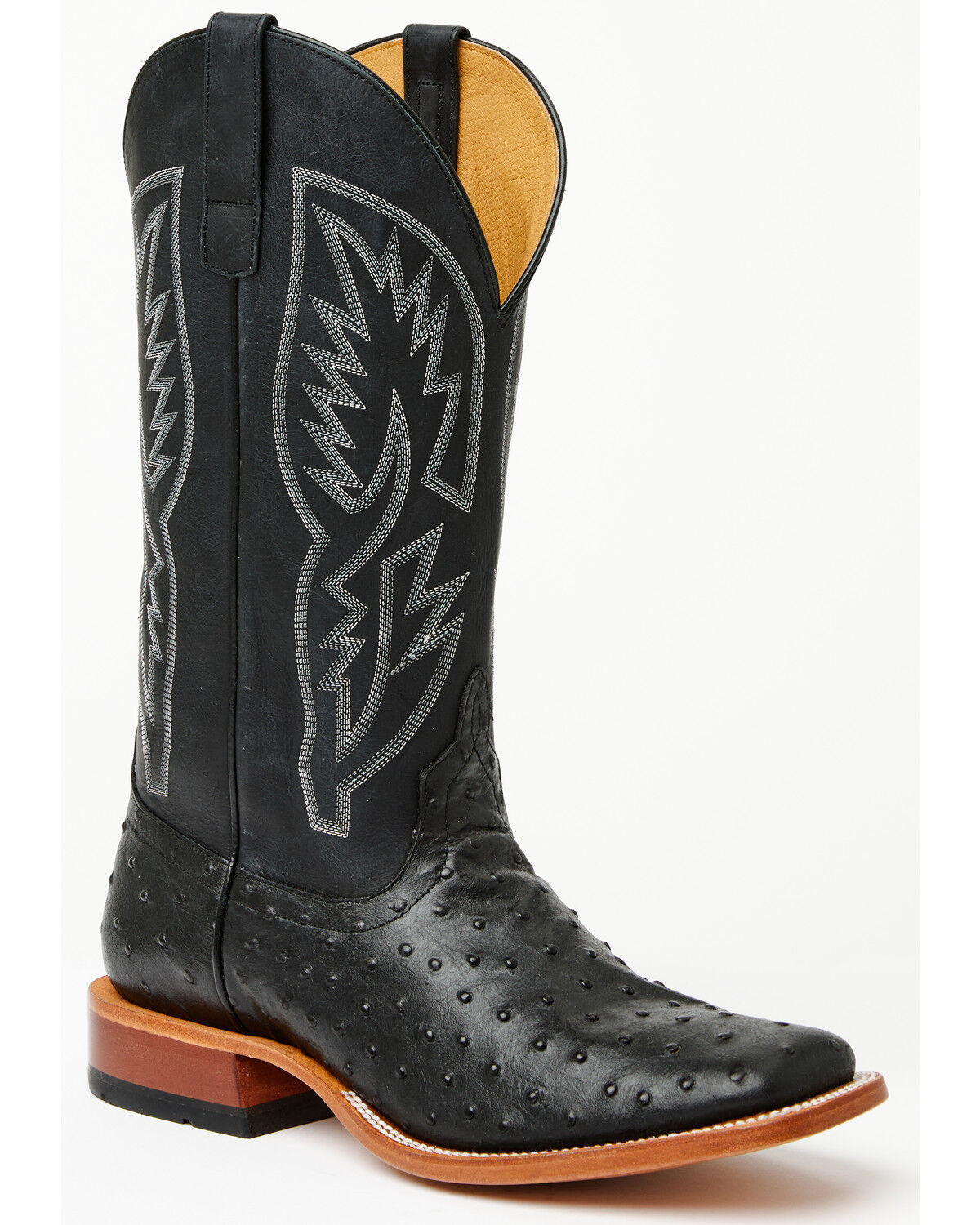Image #1 - Horse Power Men's Boot Barn Exclusive Ostrich Print Tall Western Boots - Broad Square Toe, Black, hi-res