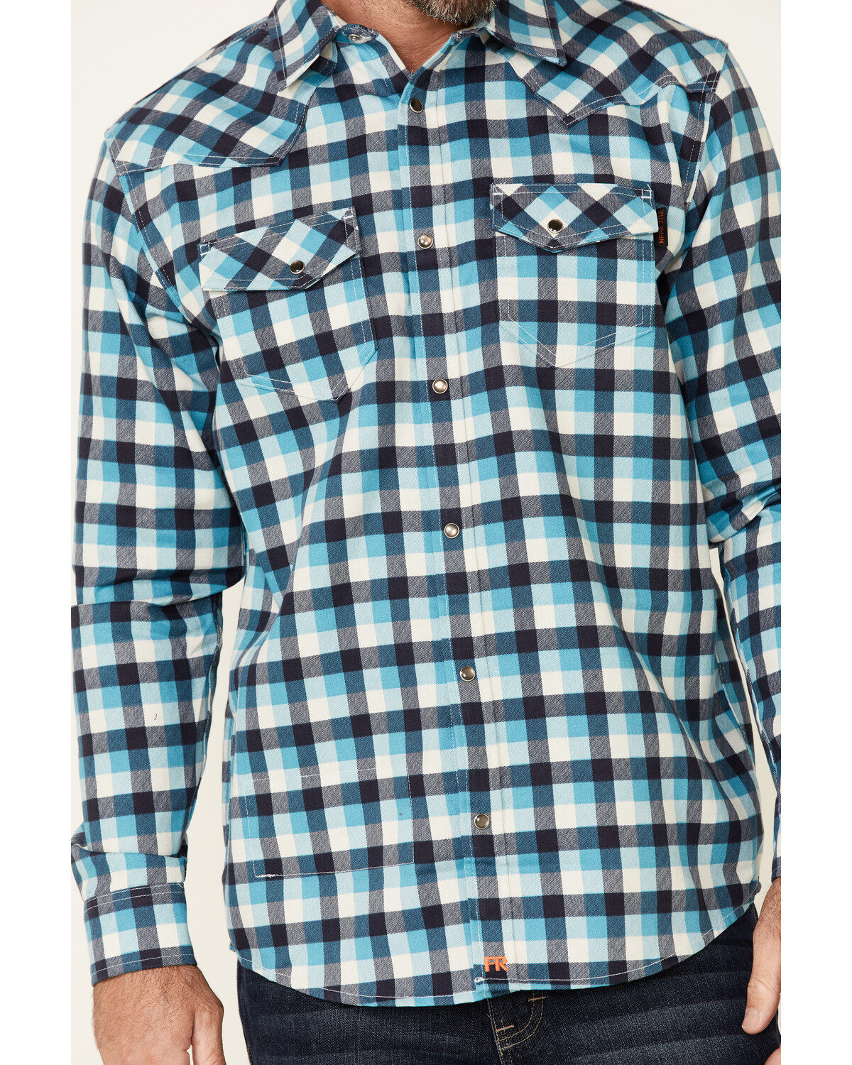 Image #3 - Cody James Men's FR Plaid Print Long Sleeve Work Shirt, Teal, hi-res