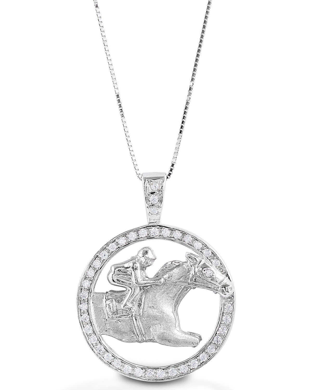 Kelly Herd Women's Circle Race Horse Necklace, Silver, hi-res