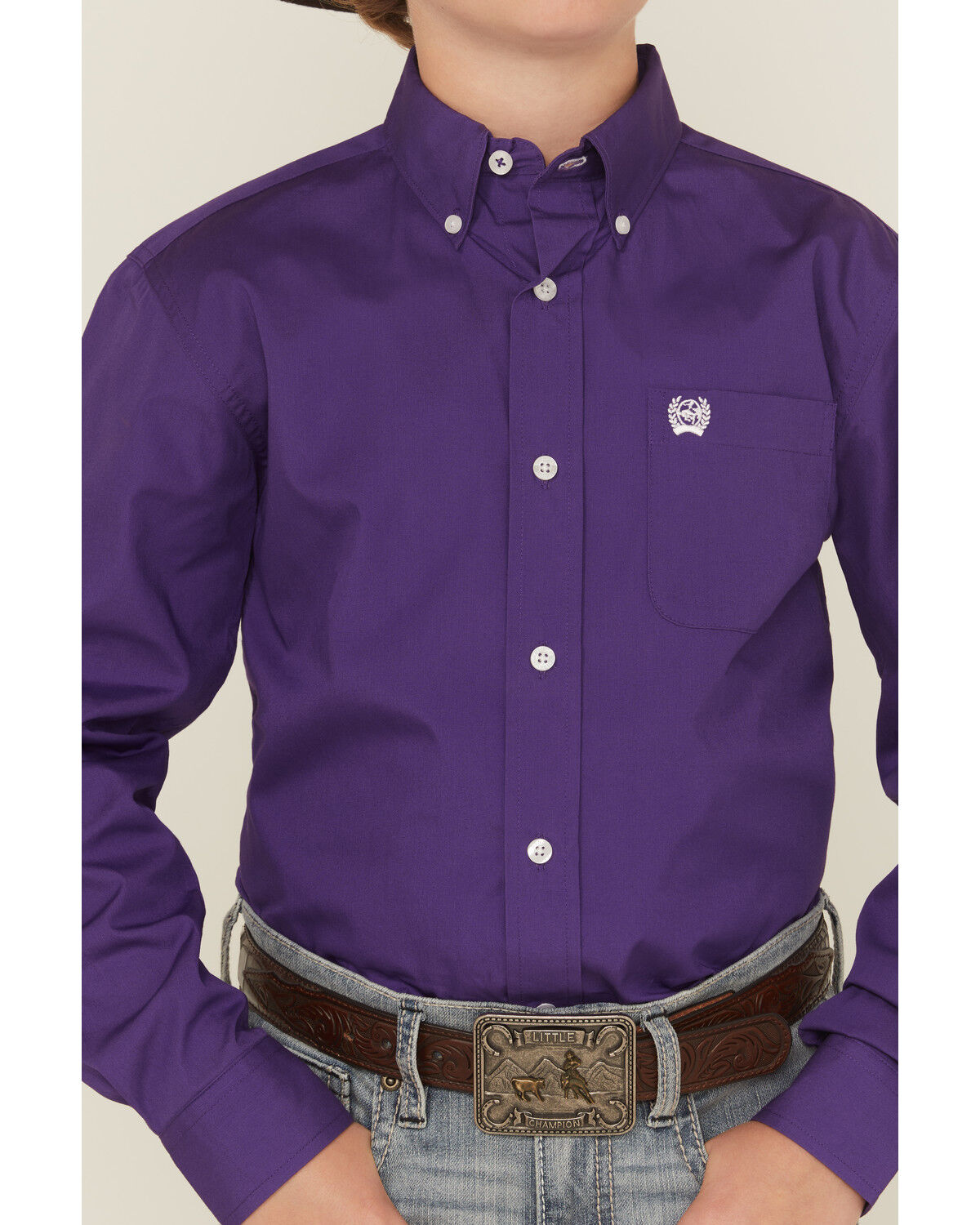 Image #3 - Cinch Boys' Solid Long Sleeve Button-Down Western Shirt, Purple, hi-res
