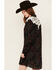 Image #4 - Panhandle Women's Floral Print Embroidered Long Sleeve Snap Western Mini Dress, Black, hi-res