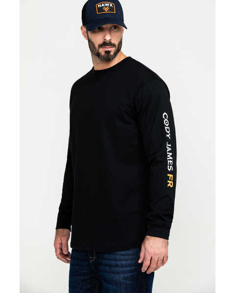 Image #3 - Cody James Men's FR Logo Long Sleeve Work Shirt - Tall , Black, hi-res