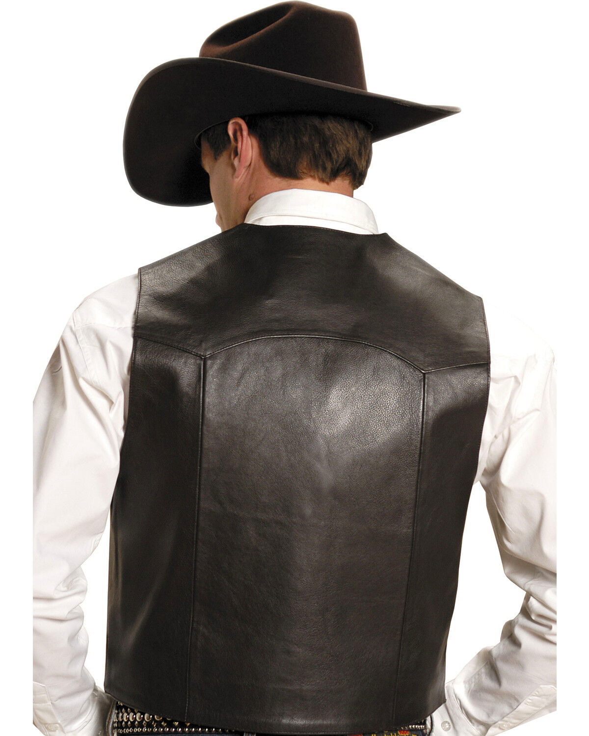 Image #3 - Roper Men's Nappa Notched Collar Leather Vest - Big & Tall, Brown, hi-res