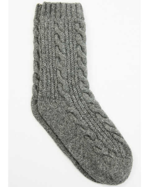 Shyanne Women's Cable Knit Cozy Socks, Grey, hi-res