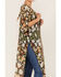 Flying Tomato Women's Floral Print Duster Kimono, Black, hi-res