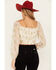 Image #4 - Sadie & Sage Women's Cham Afterglow Metallic Floral Print Crop Top, Off White, hi-res