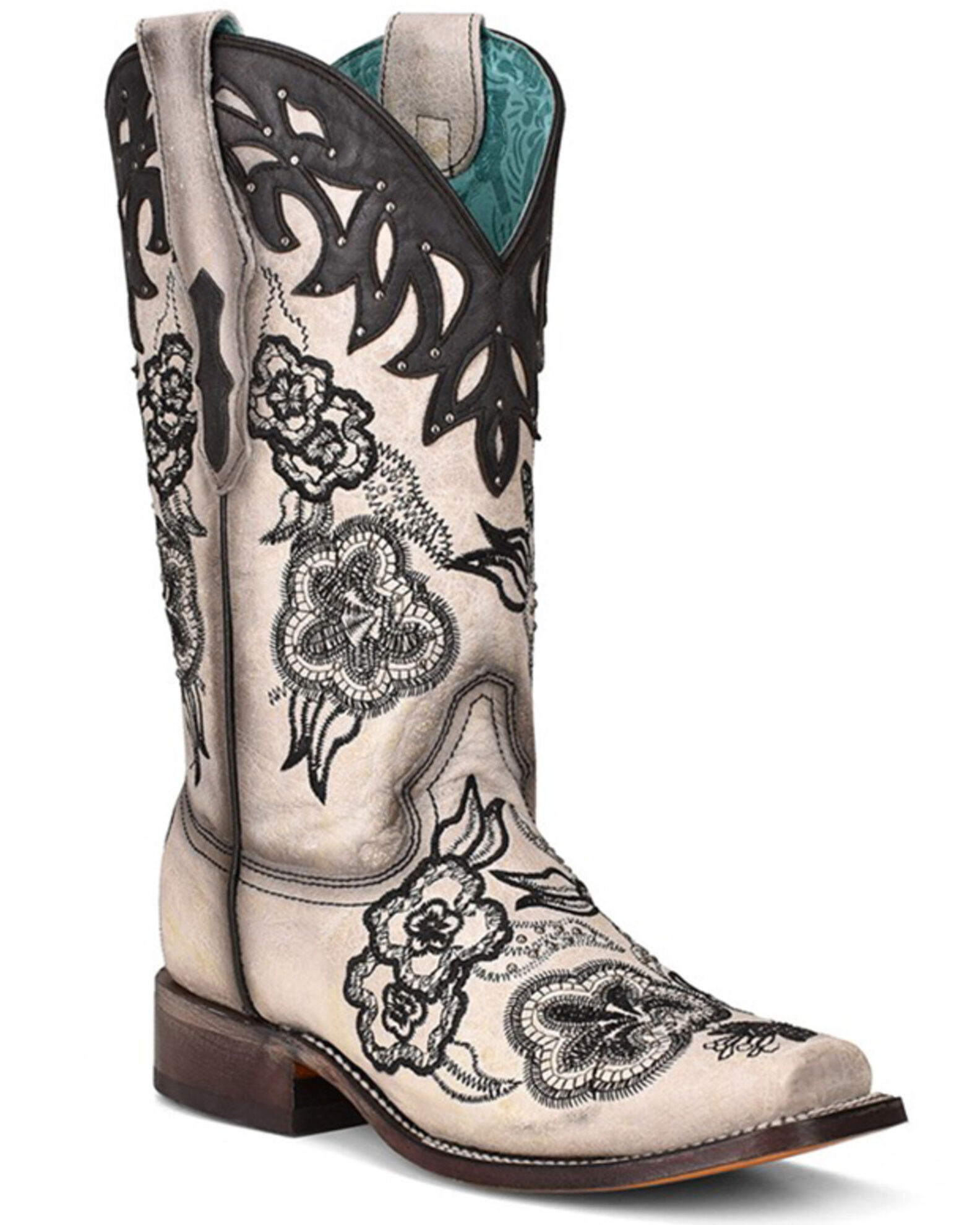 Corral Women s White Overlay Western Boots Square Toe Boot Barn