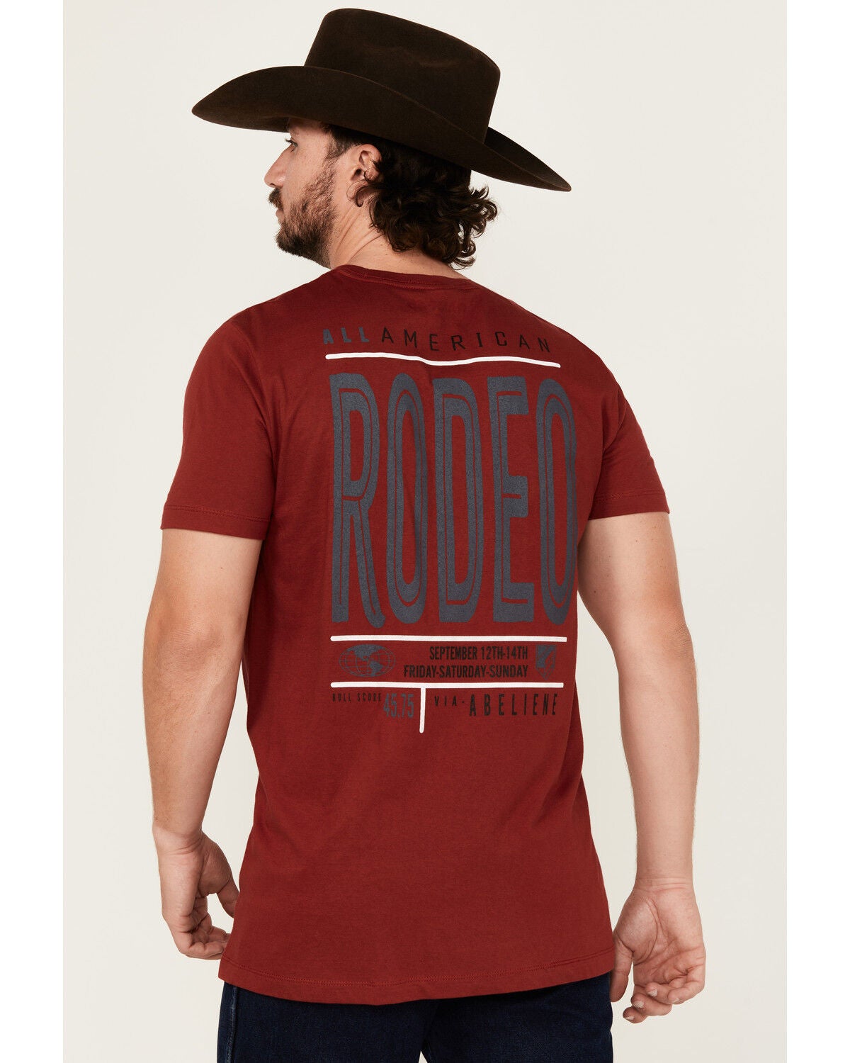RANK 45&reg; Men's Rough Rider Short Sleeve Graphic T-Shirt, Burgundy, hi-res