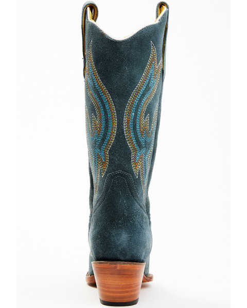 Image #5 - Planet Cowboy Women's Steel My Blues Psychedelic Suede Leather Western Boot - Snip Toe , Blue, hi-res