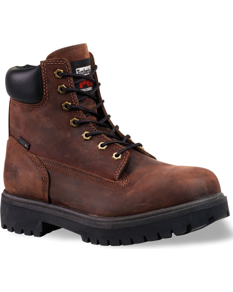 Timberland PRO Men's Direct Attach 6" Waterproof Work Boots - Steel Toe, Brown, hi-res
