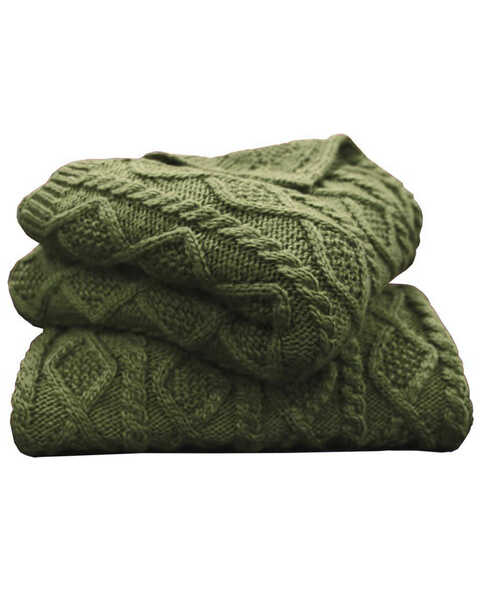 HiEnd Accents Green Cable Knit Throw Blanket, Green