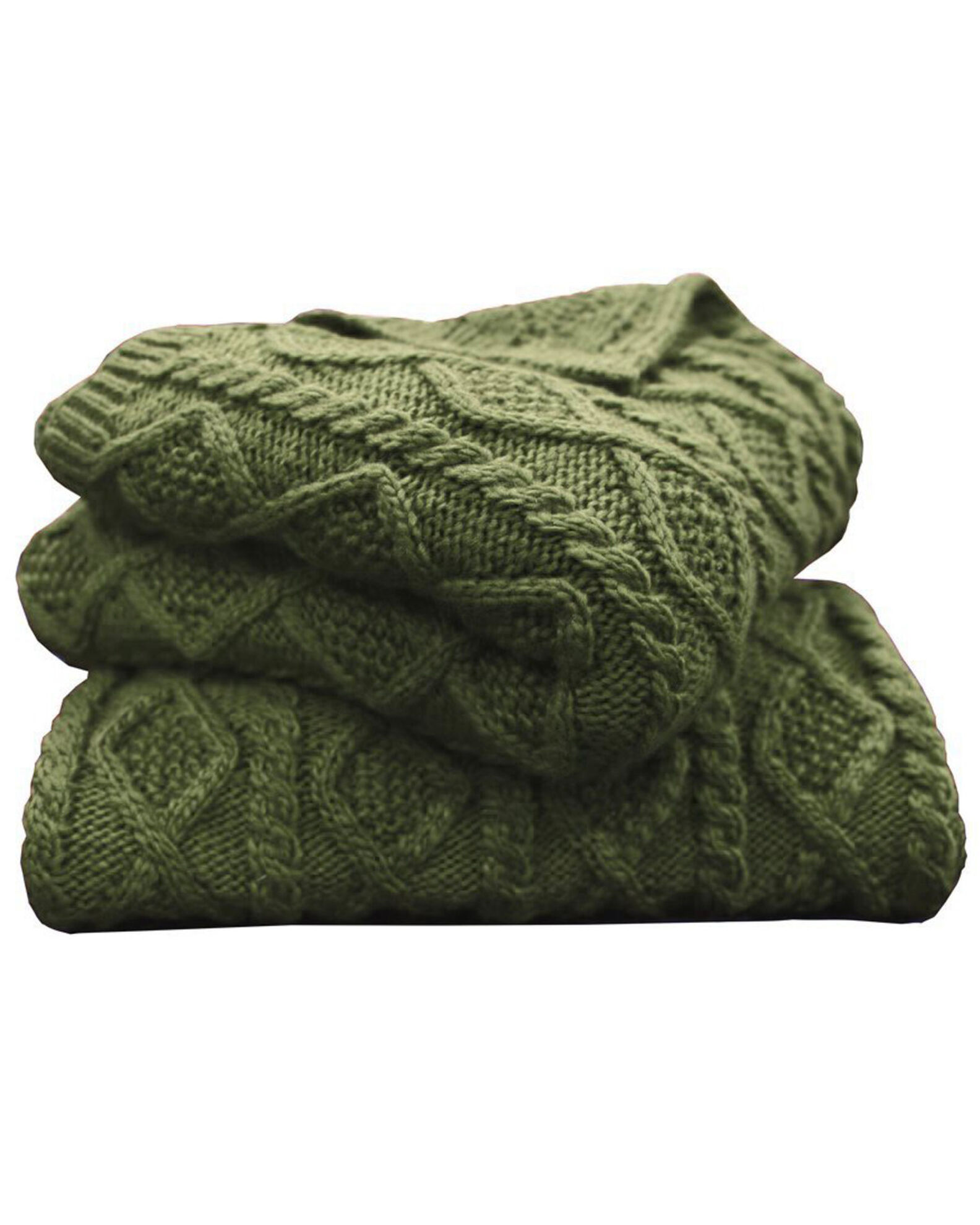 Image #1 - HiEnd Accents Cable Knit Throw Blanket, Green, hi-res