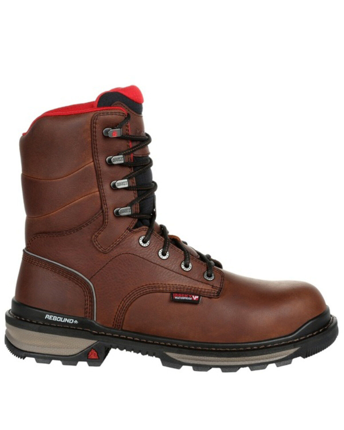 Image #2 - Rocky Men's Rams Horn Waterproof Work Boots - Soft Toe, Dark Brown, hi-res