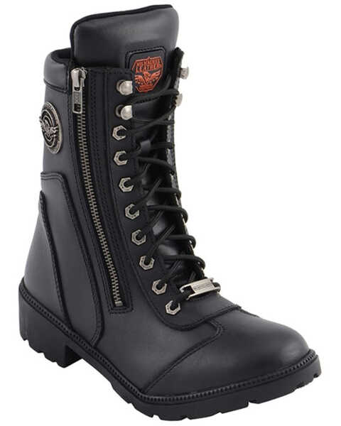 Image #1 - Milwaukee Leather Women's Black Moto Zipper Boots - Soft Toe, Black, hi-res