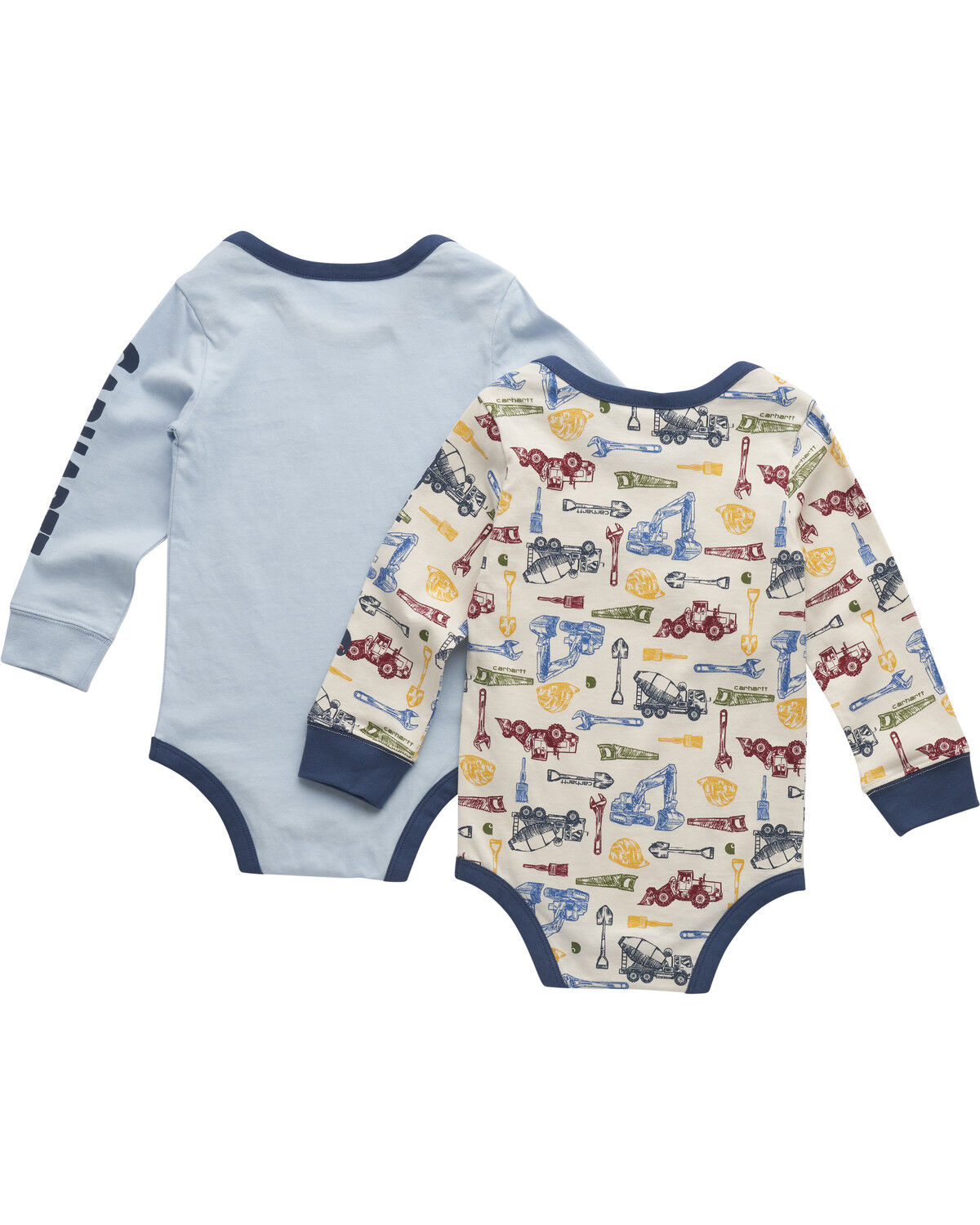 Image #2 - Carhartt Infant Boys' Dream Construction Print Long Sleeve Snap Onesie Set - 2 Piece, Blue, hi-res